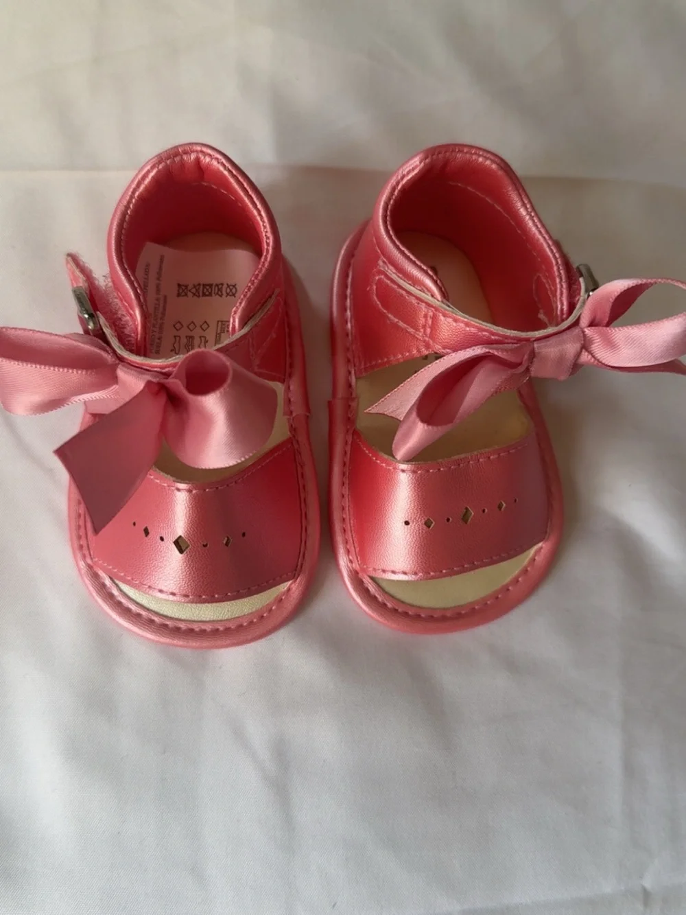 Mayoral Pink Satin Bow Baby Walker Sandals